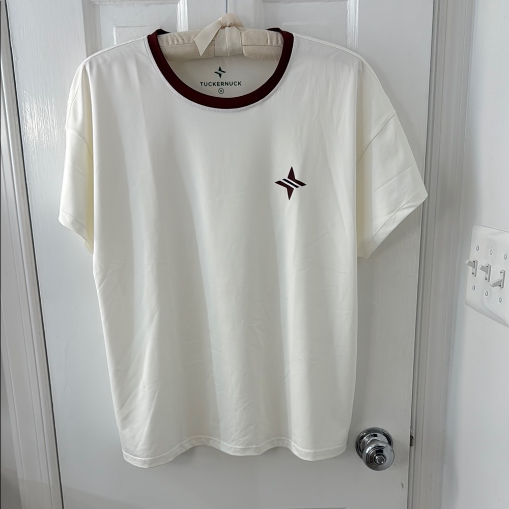 Tuckernuck White and maroon women tennis shirt NWOT